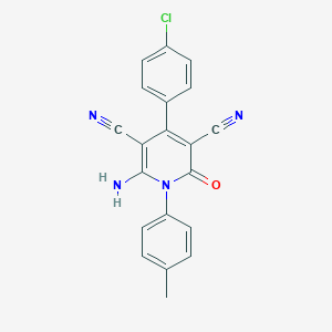 molecular formula C20H13ClN4O B372908 2-Amino-4-(4-chlorophenyl)-1-(4-methylphenyl)-6-oxopyridine-3,5-dicarbonitrile 