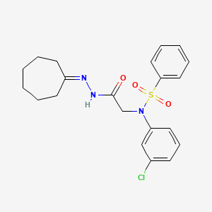 molecular formula C21H24ClN3O3S B3729087 N-(3-chlorophenyl)-N-[2-(2-cycloheptylidenehydrazino)-2-oxoethyl]benzenesulfonamide 