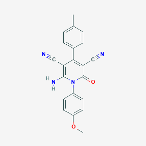 molecular formula C21H16N4O2 B372909 6-Amino-1-(4-methoxyphenyl)-4-(4-methylphenyl)-2-oxo-1,2-dihydro-3,5-pyridinedicarbonitrile 