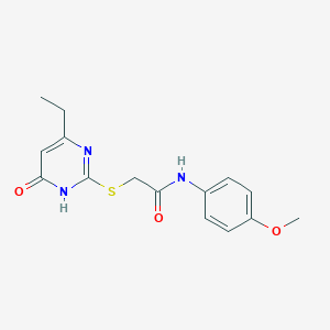 molecular formula C15H17N3O3S B3729127 2-[(4-ethyl-6-oxo-1,6-dihydro-2-pyrimidinyl)thio]-N-(4-methoxyphenyl)acetamide 
