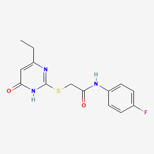 molecular formula C14H14FN3O2S B3729129 2-[(4-ethyl-6-oxo-1,6-dihydro-2-pyrimidinyl)thio]-N-(4-fluorophenyl)acetamide 
