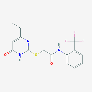 molecular formula C15H14F3N3O2S B3729135 2-[(4-ethyl-6-oxo-1,6-dihydro-2-pyrimidinyl)thio]-N-[2-(trifluoromethyl)phenyl]acetamide 