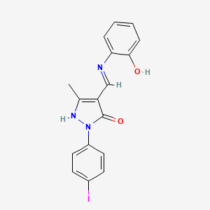 molecular formula C17H14IN3O2 B3729182 4-{[(2-hydroxyphenyl)amino]methylene}-2-(4-iodophenyl)-5-methyl-2,4-dihydro-3H-pyrazol-3-one 
