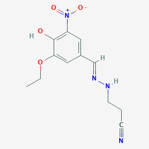 molecular formula C12H14N4O4 B3729185 3-[2-(3-ethoxy-4-hydroxy-5-nitrobenzylidene)hydrazino]propanenitrile 