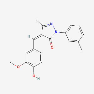 molecular formula C19H18N2O3 B3729195 4-(4-hydroxy-3-methoxybenzylidene)-5-methyl-2-(3-methylphenyl)-2,4-dihydro-3H-pyrazol-3-one 