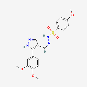 molecular formula C19H20N4O5S B3729200 N'-{[3-(3,4-dimethoxyphenyl)-1H-pyrazol-4-yl]methylene}-4-methoxybenzenesulfonohydrazide 