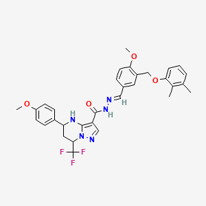 N'-{3-[(2,3-dimethylphenoxy)methyl]-4-methoxybenzylidene}-5-(4-methoxyphenyl)-7-(trifluoromethyl)-4,5,6,7-tetrahydropyrazolo[1,5-a]pyrimidine-3-carbohydrazide