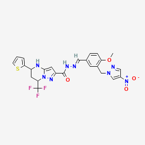 N'-{4-methoxy-3-[(4-nitro-1H-pyrazol-1-yl)methyl]benzylidene}-5-(2-thienyl)-7-(trifluoromethyl)-4,5,6,7-tetrahydropyrazolo[1,5-a]pyrimidine-2-carbohydrazide