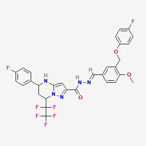 N'-{3-[(4-fluorophenoxy)methyl]-4-methoxybenzylidene}-5-(4-fluorophenyl)-7-(pentafluoroethyl)-4,5,6,7-tetrahydropyrazolo[1,5-a]pyrimidine-2-carbohydrazide