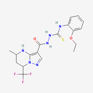 molecular formula C18H21F3N6O2S B3729238 N-(2-ethoxyphenyl)-2-{[5-methyl-7-(trifluoromethyl)-4,5,6,7-tetrahydropyrazolo[1,5-a]pyrimidin-3-yl]carbonyl}hydrazinecarbothioamide 