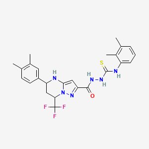 molecular formula C25H27F3N6OS B3729242 N-(2,3-dimethylphenyl)-2-{[5-(3,4-dimethylphenyl)-7-(trifluoromethyl)-4,5,6,7-tetrahydropyrazolo[1,5-a]pyrimidin-2-yl]carbonyl}hydrazinecarbothioamide 