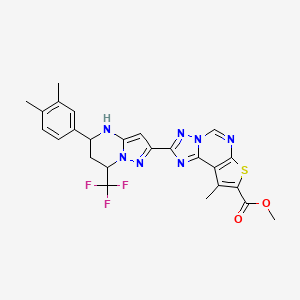 molecular formula C25H22F3N7O2S B3729261 methyl 2-[5-(3,4-dimethylphenyl)-7-(trifluoromethyl)-4,5,6,7-tetrahydropyrazolo[1,5-a]pyrimidin-2-yl]-9-methylthieno[3,2-e][1,2,4]triazolo[1,5-c]pyrimidine-8-carboxylate 