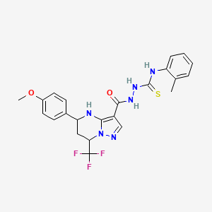 molecular formula C23H23F3N6O2S B3729267 2-{[5-(4-methoxyphenyl)-7-(trifluoromethyl)-4,5,6,7-tetrahydropyrazolo[1,5-a]pyrimidin-3-yl]carbonyl}-N-(2-methylphenyl)hydrazinecarbothioamide 