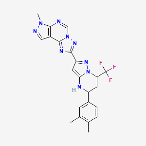 molecular formula C22H20F3N9 B3729285 2-[5-(3,4-dimethylphenyl)-7-(trifluoromethyl)-4,5,6,7-tetrahydropyrazolo[1,5-a]pyrimidin-2-yl]-7-methyl-7H-pyrazolo[4,3-e][1,2,4]triazolo[1,5-c]pyrimidine 