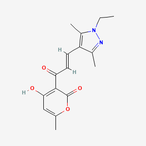 molecular formula C16H18N2O4 B3729293 3-[3-(1-ethyl-3,5-dimethyl-1H-pyrazol-4-yl)acryloyl]-4-hydroxy-6-methyl-2H-pyran-2-one 