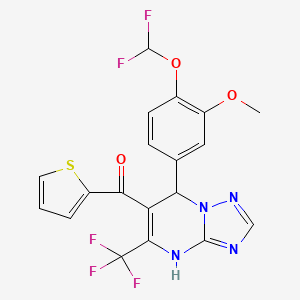 molecular formula C19H13F5N4O3S B3729309 [7-[4-(difluoromethoxy)-3-methoxyphenyl]-5-(trifluoromethyl)-4,7-dihydro[1,2,4]triazolo[1,5-a]pyrimidin-6-yl](2-thienyl)methanone 