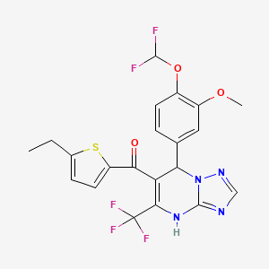 molecular formula C21H17F5N4O3S B3729316 [7-[4-(difluoromethoxy)-3-methoxyphenyl]-5-(trifluoromethyl)-4,7-dihydro[1,2,4]triazolo[1,5-a]pyrimidin-6-yl](5-ethyl-2-thienyl)methanone 