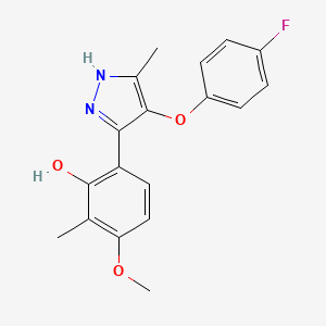 molecular formula C18H17FN2O3 B3729334 6-[4-(4-fluorophenoxy)-5-methyl-1H-pyrazol-3-yl]-3-methoxy-2-methylphenol 