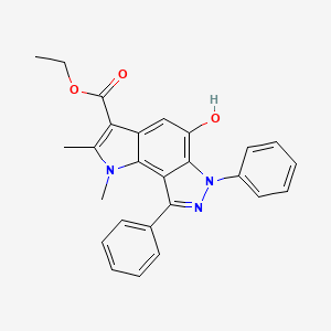 molecular formula C26H23N3O3 B3729360 ethyl 5-hydroxy-1,2-dimethyl-6,8-diphenyl-1,6-dihydropyrrolo[2,3-e]indazole-3-carboxylate 