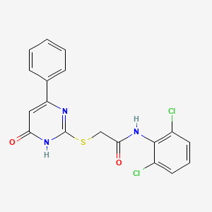 molecular formula C18H13Cl2N3O2S B3729372 N-(2,6-dichlorophenyl)-2-[(6-oxo-4-phenyl-1,6-dihydro-2-pyrimidinyl)thio]acetamide 