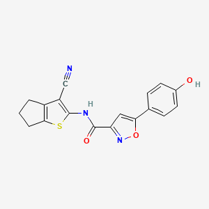 molecular formula C18H13N3O3S B3729417 N-(3-cyano-5,6-dihydro-4H-cyclopenta[b]thien-2-yl)-5-(4-hydroxyphenyl)-3-isoxazolecarboxamide 
