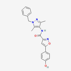 molecular formula C22H20N4O3 B3729422 N-(1-benzyl-3,5-dimethyl-1H-pyrazol-4-yl)-5-(4-hydroxyphenyl)-3-isoxazolecarboxamide 