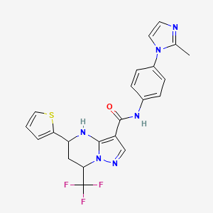 molecular formula C22H19F3N6OS B3729478 N-[4-(2-methyl-1H-imidazol-1-yl)phenyl]-5-(2-thienyl)-7-(trifluoromethyl)-4,5,6,7-tetrahydropyrazolo[1,5-a]pyrimidine-3-carboxamide 