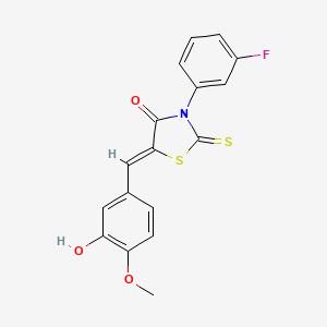 molecular formula C17H12FNO3S2 B3729497 3-(3-fluorophenyl)-5-(3-hydroxy-4-methoxybenzylidene)-2-thioxo-1,3-thiazolidin-4-one 