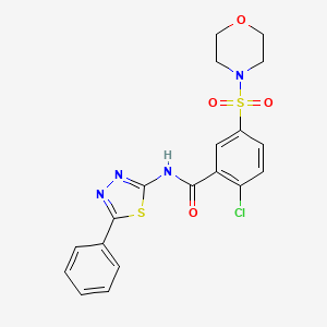 molecular formula C19H17ClN4O4S2 B3729523 2-chloro-5-(4-morpholinylsulfonyl)-N-(5-phenyl-1,3,4-thiadiazol-2-yl)benzamide 