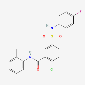 molecular formula C20H16ClFN2O3S B3729534 2-chloro-5-{[(4-fluorophenyl)amino]sulfonyl}-N-(2-methylphenyl)benzamide 