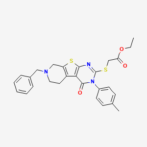 molecular formula C27H27N3O3S2 B3729542 ethyl {[7-benzyl-3-(4-methylphenyl)-4-oxo-3,4,5,6,7,8-hexahydropyrido[4',3':4,5]thieno[2,3-d]pyrimidin-2-yl]thio}acetate 