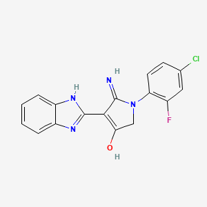 molecular formula C17H12ClFN4O B3729563 5-amino-4-(1H-benzimidazol-2-yl)-1-(4-chloro-2-fluorophenyl)-1,2-dihydro-3H-pyrrol-3-one 