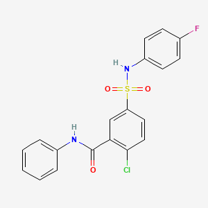 molecular formula C19H14ClFN2O3S B3729583 2-chloro-5-{[(4-fluorophenyl)amino]sulfonyl}-N-phenylbenzamide 