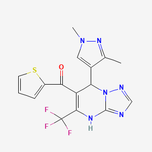 molecular formula C16H13F3N6OS B3729608 [7-(1,3-dimethyl-1H-pyrazol-4-yl)-5-(trifluoromethyl)-4,7-dihydro[1,2,4]triazolo[1,5-a]pyrimidin-6-yl](2-thienyl)methanone 