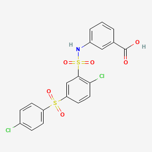 molecular formula C19H13Cl2NO6S2 B3729622 3-[({2-chloro-5-[(4-chlorophenyl)sulfonyl]phenyl}sulfonyl)amino]benzoic acid 
