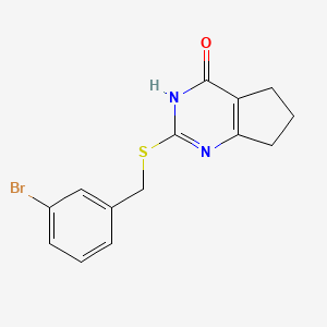 molecular formula C14H13BrN2OS B3729659 2-[(3-bromobenzyl)thio]-3,5,6,7-tetrahydro-4H-cyclopenta[d]pyrimidin-4-one 