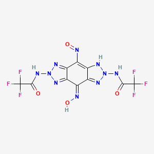 molecular formula C10H4F6N10O4 B3729732 N,N'-[4,8-bis(hydroxyimino)[1,2,3]triazolo[4,5-f][1,2,3]benzotriazole-2,6(4H,8H)-diyl]bis(2,2,2-trifluoroacetamide) 