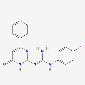 molecular formula C17H14FN5O B3729767 N-(4-fluorophenyl)-N'-(6-oxo-4-phenyl-1,6-dihydro-2-pyrimidinyl)guanidine 