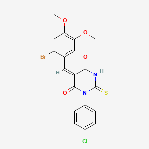 molecular formula C19H14BrClN2O4S B3729827 5-(2-bromo-4,5-dimethoxybenzylidene)-1-(4-chlorophenyl)-2-thioxodihydro-4,6(1H,5H)-pyrimidinedione 