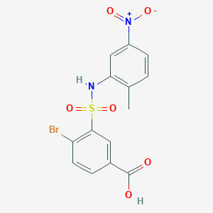 molecular formula C14H11BrN2O6S B3729884 4-bromo-3-{[(2-methyl-5-nitrophenyl)amino]sulfonyl}benzoic acid 