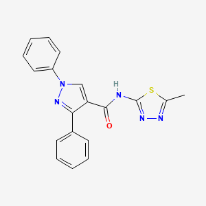 molecular formula C19H15N5OS B3729888 N-(5-methyl-1,3,4-thiadiazol-2-yl)-1,3-diphenyl-1H-pyrazole-4-carboxamide 