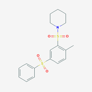 molecular formula C18H21NO4S2 B3729896 1-{[2-methyl-5-(phenylsulfonyl)phenyl]sulfonyl}piperidine 