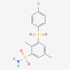 molecular formula C14H14ClNO4S2 B3729903 3-[(4-chlorophenyl)sulfonyl]-2,5-dimethylbenzenesulfonamide 