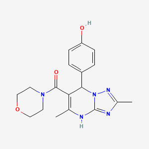 molecular formula C18H21N5O3 B3729946 4-[2,5-dimethyl-6-(4-morpholinylcarbonyl)-4,7-dihydro[1,2,4]triazolo[1,5-a]pyrimidin-7-yl]phenol 