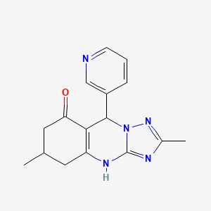 molecular formula C16H17N5O B3729951 2,6-dimethyl-9-(3-pyridinyl)-5,6,7,9-tetrahydro[1,2,4]triazolo[5,1-b]quinazolin-8(4H)-one 