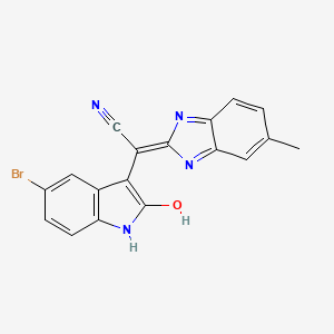 molecular formula C18H11BrN4O B3729979 (5-bromo-2-oxo-1,2-dihydro-3H-indol-3-ylidene)(6-methyl-1H-benzimidazol-2-yl)acetonitrile 