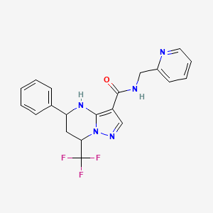 molecular formula C20H18F3N5O B3730007 5-phenyl-N-(2-pyridinylmethyl)-7-(trifluoromethyl)-4,5,6,7-tetrahydropyrazolo[1,5-a]pyrimidine-3-carboxamide 