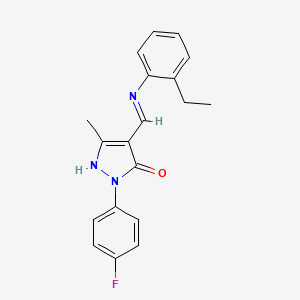 molecular formula C19H18FN3O B3730008 4-{[(2-ethylphenyl)amino]methylene}-2-(4-fluorophenyl)-5-methyl-2,4-dihydro-3H-pyrazol-3-one 