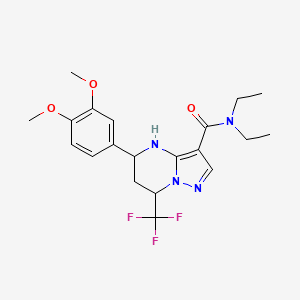 molecular formula C20H25F3N4O3 B3730017 5-(3,4-dimethoxyphenyl)-N,N-diethyl-7-(trifluoromethyl)-4,5,6,7-tetrahydropyrazolo[1,5-a]pyrimidine-3-carboxamide 