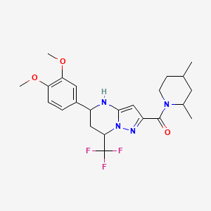 molecular formula C23H29F3N4O3 B3730040 5-(3,4-dimethoxyphenyl)-2-[(2,4-dimethyl-1-piperidinyl)carbonyl]-7-(trifluoromethyl)-4,5,6,7-tetrahydropyrazolo[1,5-a]pyrimidine 